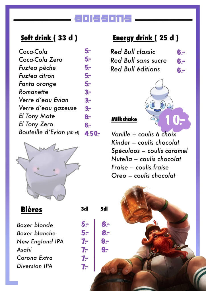 Carte boissons